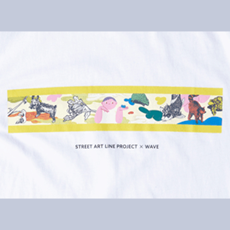 STREET ART LINE PROJECT×WAVE チャリティ Tシャツ WHITE 柄デザイン